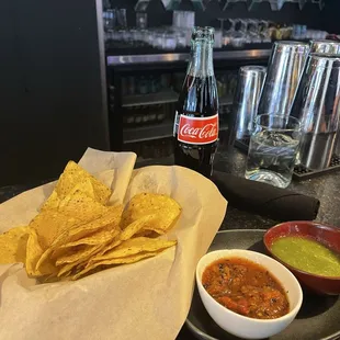 Chips and salsa and "Mexican" soda