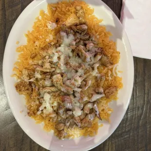 The Hilltopper - grilled chicken, cheese and rice.