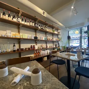 Dining area with a selection of their different products from Spain!