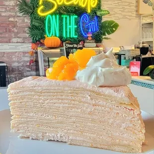 Peach and Almond crepe cake
