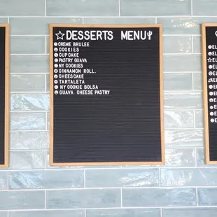 Bakery menu