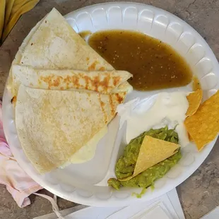 quesadilla, tortilla and guacamole