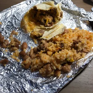 Steak burrito. 5% steak content.