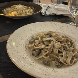 Fettuccine con Funghi e Crema di Tartufo Fusilli alla Norcina