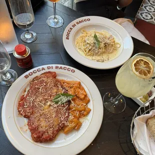 Chicken parmigiana  Carbonara  Limoncello spritz Aperol spritz