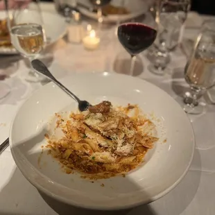 Garganelli in a braised veal ossobuco sauce. Amazing.