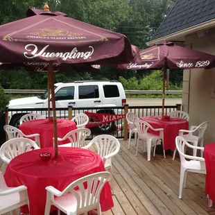 tables and umbrellas