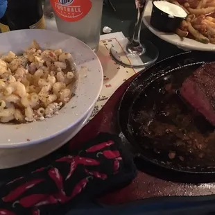 Namath 14oz dry aged Prime strip steak. Truffle Mac n cheese. Zucchini fries. Delicious.