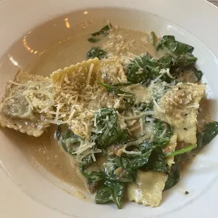 Mushroom ravioli had great flavor, thin sauce.