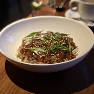 Spicy Tuna Crudo With Crispy Rice, Ginger &amp; Calabrian Chilies