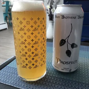a beer and a can