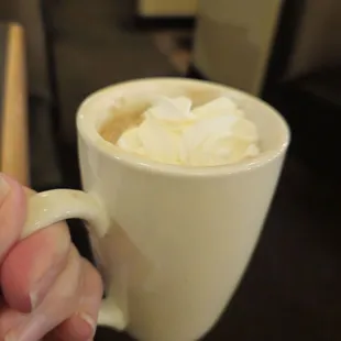 My hot chocolate with whipped cream was so good tonight!