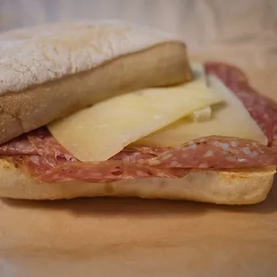 "Panino del Giorno" - finocchiona, pecorino, olives and pistachio crema