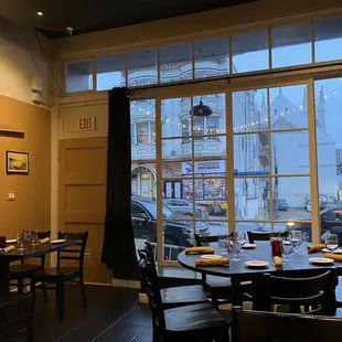 The secondary seating area with room for larger parties