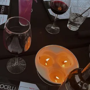 wine glasses and menus
