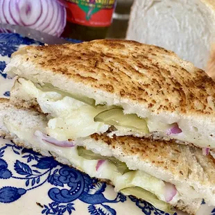 Grilled cheese with raw milk cheddar on homemade sourdough bread