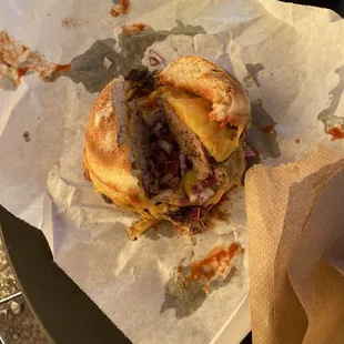 half eaten burger