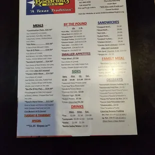 menu