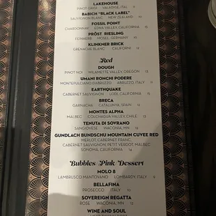 a menu for a restaurant