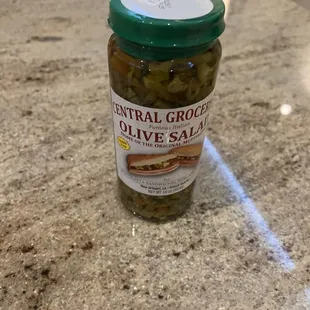 a jar of olive salad