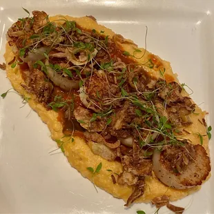 Scallops on Sweet potato purred