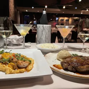 Pan Seared Jumbo Sea Scallops and Wagyu Ribeye