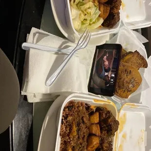 Oxtail Dinner Plate, Mac and Cheese, Empanada Beef