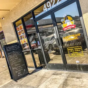 the entrance to the restaurant