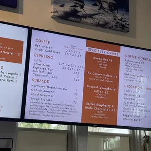 menu and prices