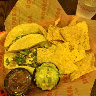 tortillas, guacamole and salsa