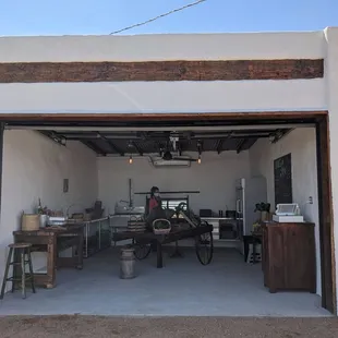 a man working in a garage