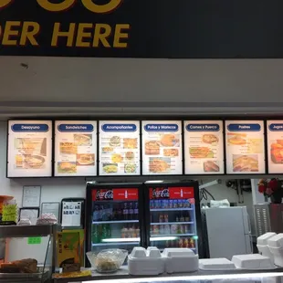 Big menu on the wall.