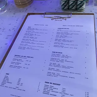 menu