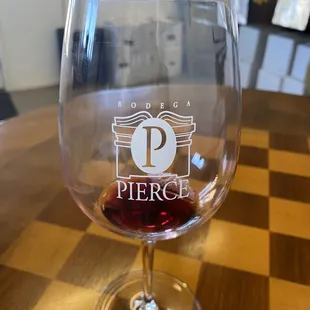 a glass of wine on a table