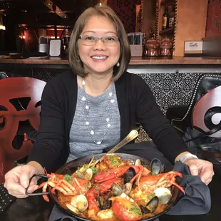 Seafood paella for two.