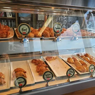 a display of pastries in a bakery