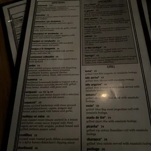 a menu on a table