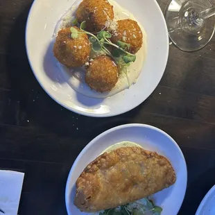 Arancini and beef empanada