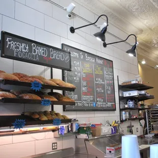 the interior of a bakery