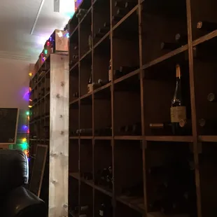 bottles of wine on shelves