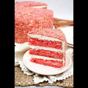 a slice of red velvet cake