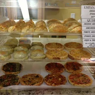 Empanadas, quiche and desserts.