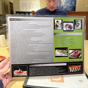 a menu for sushi