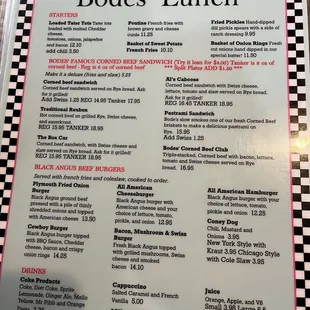 Lunch menu