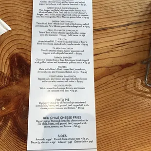 menu