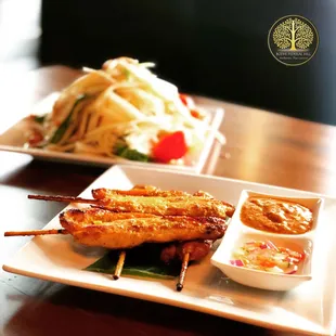 two plates of food on a table