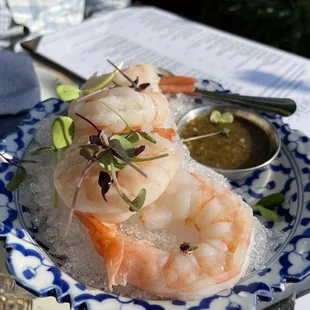 Shrimp cocktail. Loved the sauce! Asian vibe and tasted nice with the sweetness of the (HUGE) shrimp.