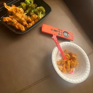 this is nasty orange chicken and its not chicken its yucky