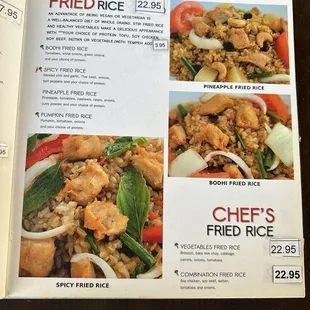 Beautiful menu has pictures