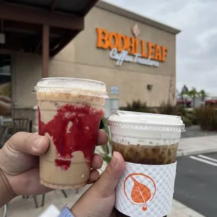 L: Lovers Latte; R: Flower Foam Cold Brew
